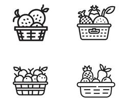 Basket with fruit hand drawing vector on white background stock illustration