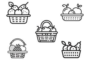 Fruta cesta icono tecnología conjunto vector diseño en blanco antecedentes ilustración