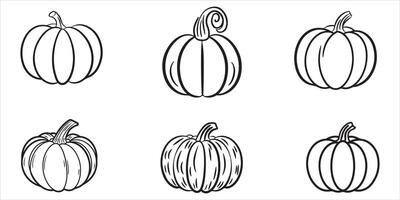 Pumpkin Outline Vector Illustration On White Background