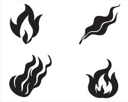 Flame Fire Fireball Set Hand Drawn Vector illustration On White Background