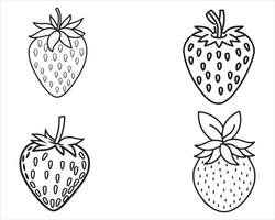 Hand Drawn Strawberries Icon Outline Vector On White Background