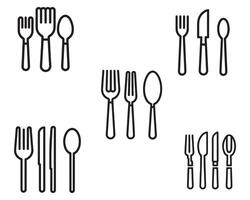 Spoons and forks set vector on white background stock illustration