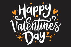 Happy Valentines Day text card on a black background vector