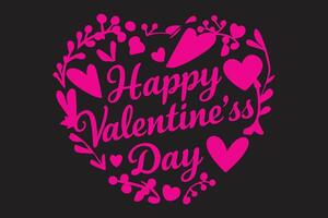 Happy Valentines Day text card on a black background vector