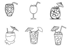 Set Of Refreshing Summer Drinks Vector Design On White Background illustration