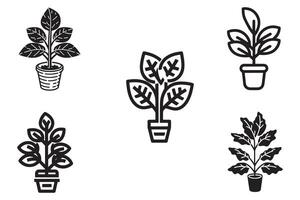 plantas maceta vector conjunto vector diseño en blanco antecedentes ilustración