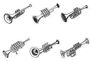 Trumpet Vector Silhouette Outline Silhouette Icons In White Background