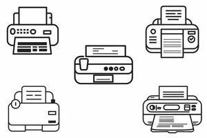 conjunto de fax íconos conjunto contorno vector ilustración en blanco antecedentes