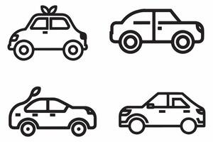 Car Set Outline Vector Illustration On White Background