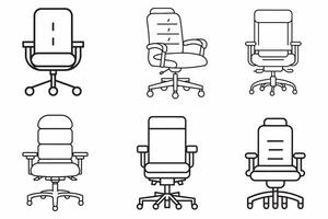 Set Of Doodle Office Chair Outline Vector Illustration On White Background