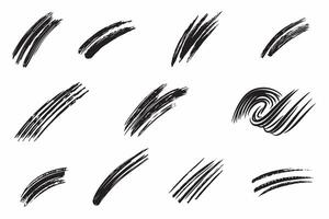 Brush Stroke Line Sketch Set Outline Vector Illustration on white background