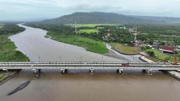 Aerial View of Kretek 2 Bridge in Yogyakarta, Indonesia video