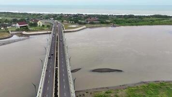 Aerial View of Kretek 2 Bridge in Yogyakarta, Indonesia video