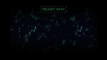 Heart Beat HUD Medical Element Isolated on Dark Background. video