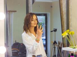 young woman in spa salon, girl in beauty salon photo