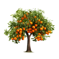 ai gegenereerd oranje fruit boom klem kunst png