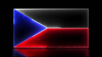 Looping neon glow effect icons, national flag of Czech Republic, black background video