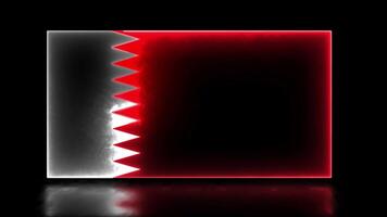 Looping neon glow effect icons, national flag of Qatar, black background video