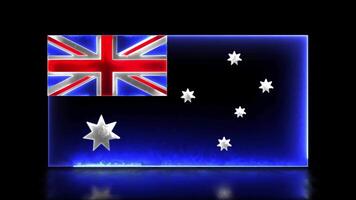 Looping neon glow effect icons, national flag of Australia, black background video