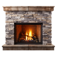 AI generated Modern fireplace clip art png