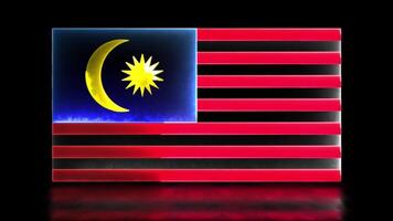 Schleifen Neon- glühen bewirken Symbole, National Flagge von Malaysia, schwarz Hintergrund video