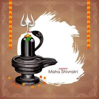 Happy Maha Shivratri traditional Indian lord Shiva worship festival card vector