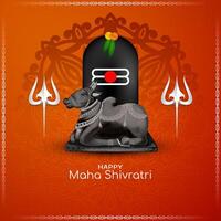 Beautiful Happy Maha Shivratri festival background with shiva linga vector