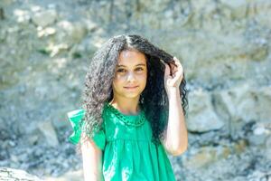 pretty young girl in the nature photo