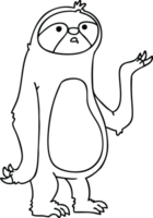 line drawing quirky cartoon sloth png
