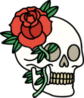 tattoo in traditional style of a skull and rose png