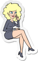 sticker of a cartoon office woman sitting png