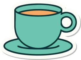 sticker of tattoo in traditional style of a cup of coffee png