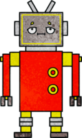 retro grunge texture cartoon of a robot png