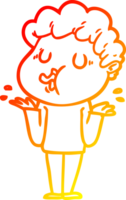 warm gradient line drawing of a cartoon man singing png