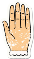 distressed sticker tattoo in traditional style of a hand png