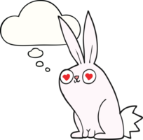 cartoon bunny rabbit in love with thought bubble png