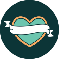 iconic tattoo style image of a heart and banner png