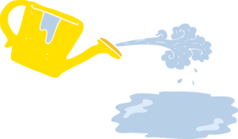 flat color illustration of watering can pouring png