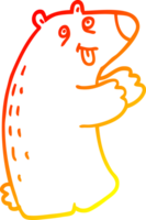 warm gradient line drawing of a cartoon polar bear png