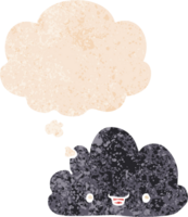 content dessin animé nuage avec pensée bulle dans grunge affligé rétro texturé style png