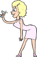 cartoon happy woman with drink png