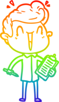 arco iris degradado línea dibujo de un dibujos animados emocionado hombre png