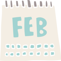 cartoon doodle calendar showing month of february png