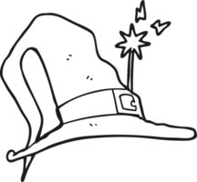 hand drawn black and white cartoon witch hat png