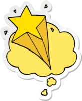 cartoon star with thought bubble as a printed sticker png