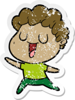 distressed sticker of a laughing cartoon man png