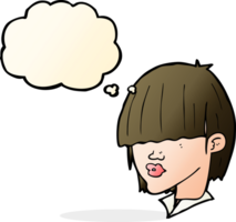 cartoon fashion haircut  with thought bubble png