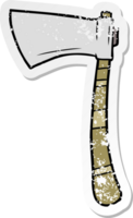 distressed sticker of a cartoon viking axe png