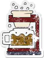 verontruste sticker van een cartoon filterkoffiemachine png