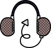 comic book style cartoon of a retro headphone png